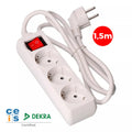 Extensão Multípla 3x Schuko c/ Interruptor Iluminado - 1.5m Branca
