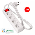 Extensão Múltipla 4x Schuko c/ Interruptor Iluminado - 3m