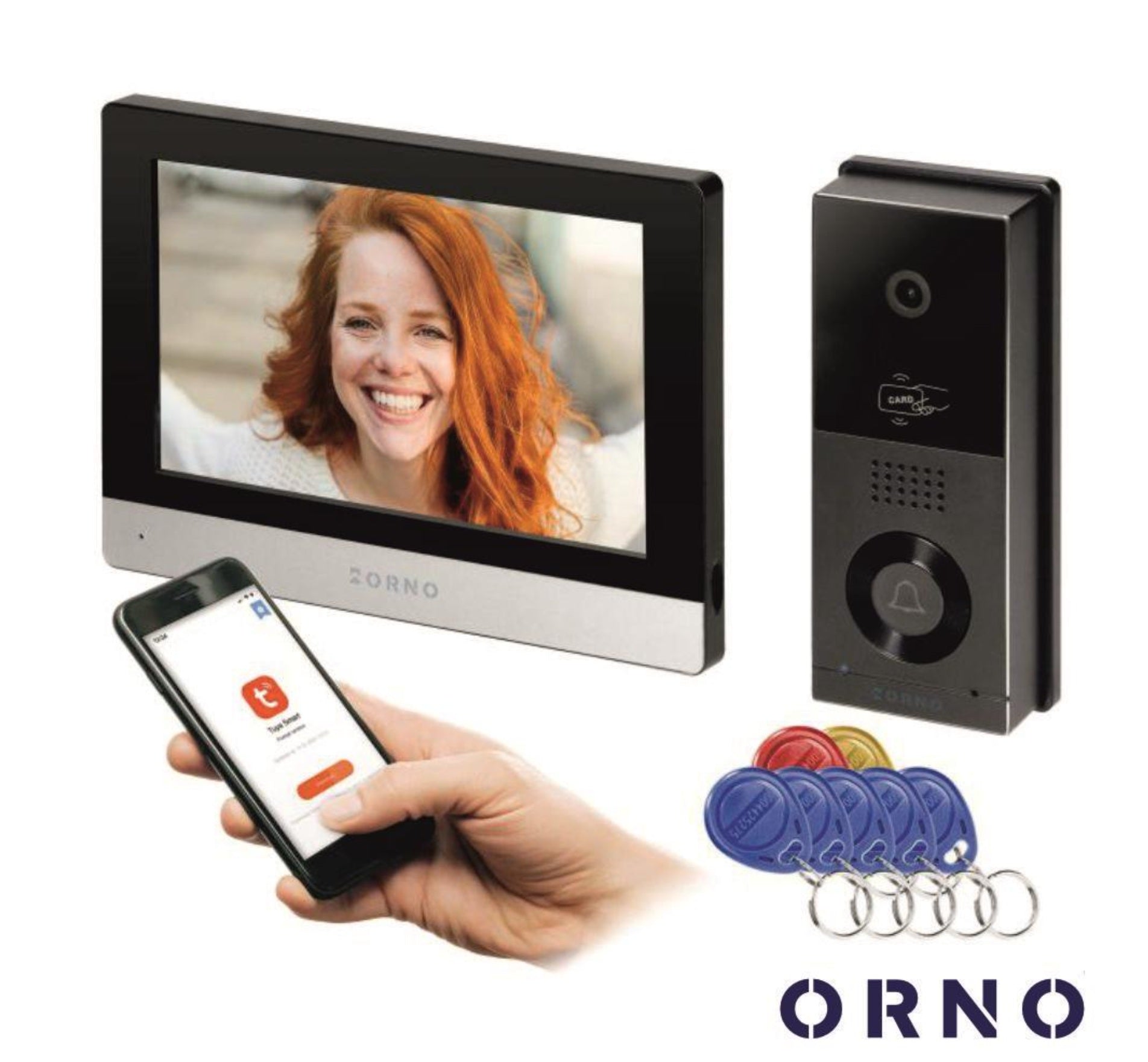 Vídeo Porteiro c/ LCD 8" Full HD RFID Preto Wifi - Orno