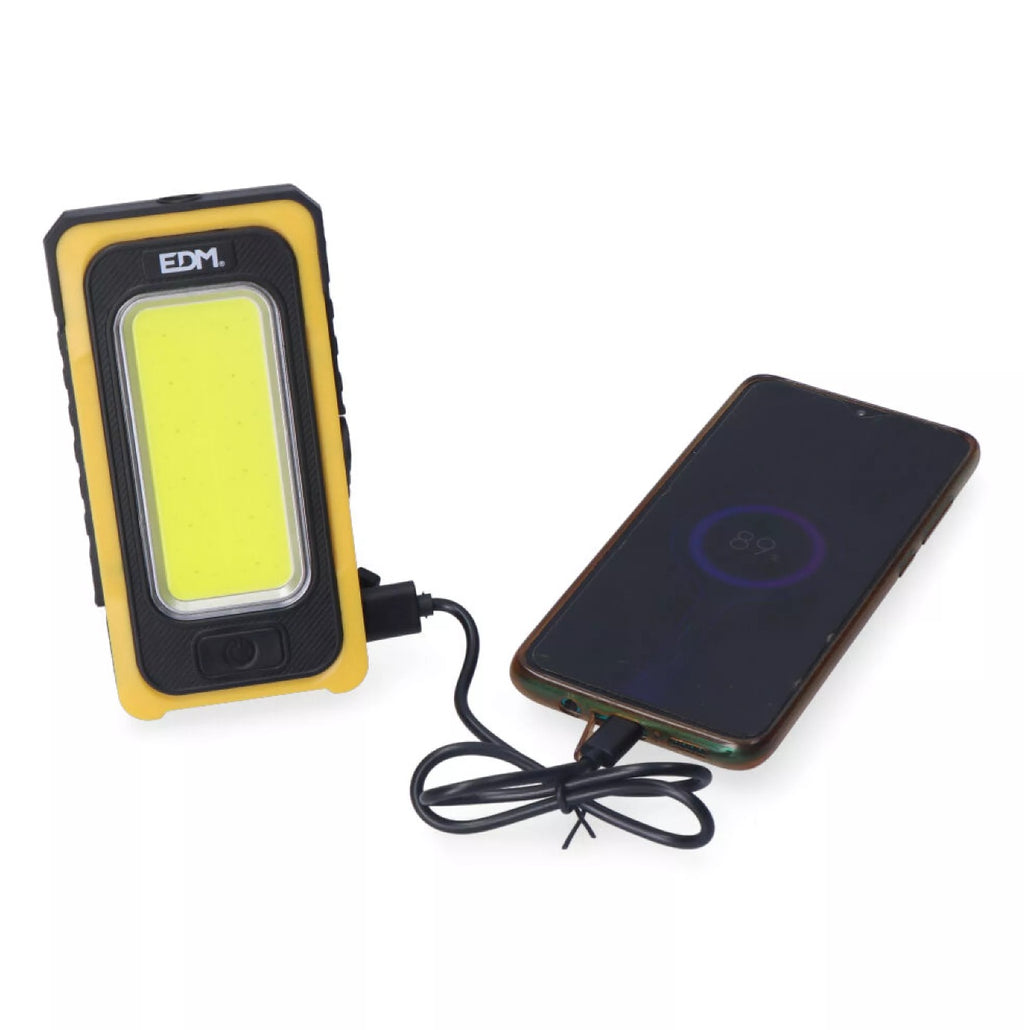 Lanterna Led Cob Solar Force, Recarregável c/ Gancho e Íman 10W 750Lm