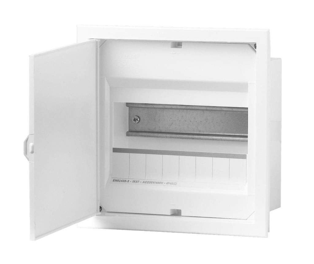 Quadro de Distribuição de Montagem Embutida c/ Porta Opaca 1 Fila 8 Módulos BR (E108) - TEV