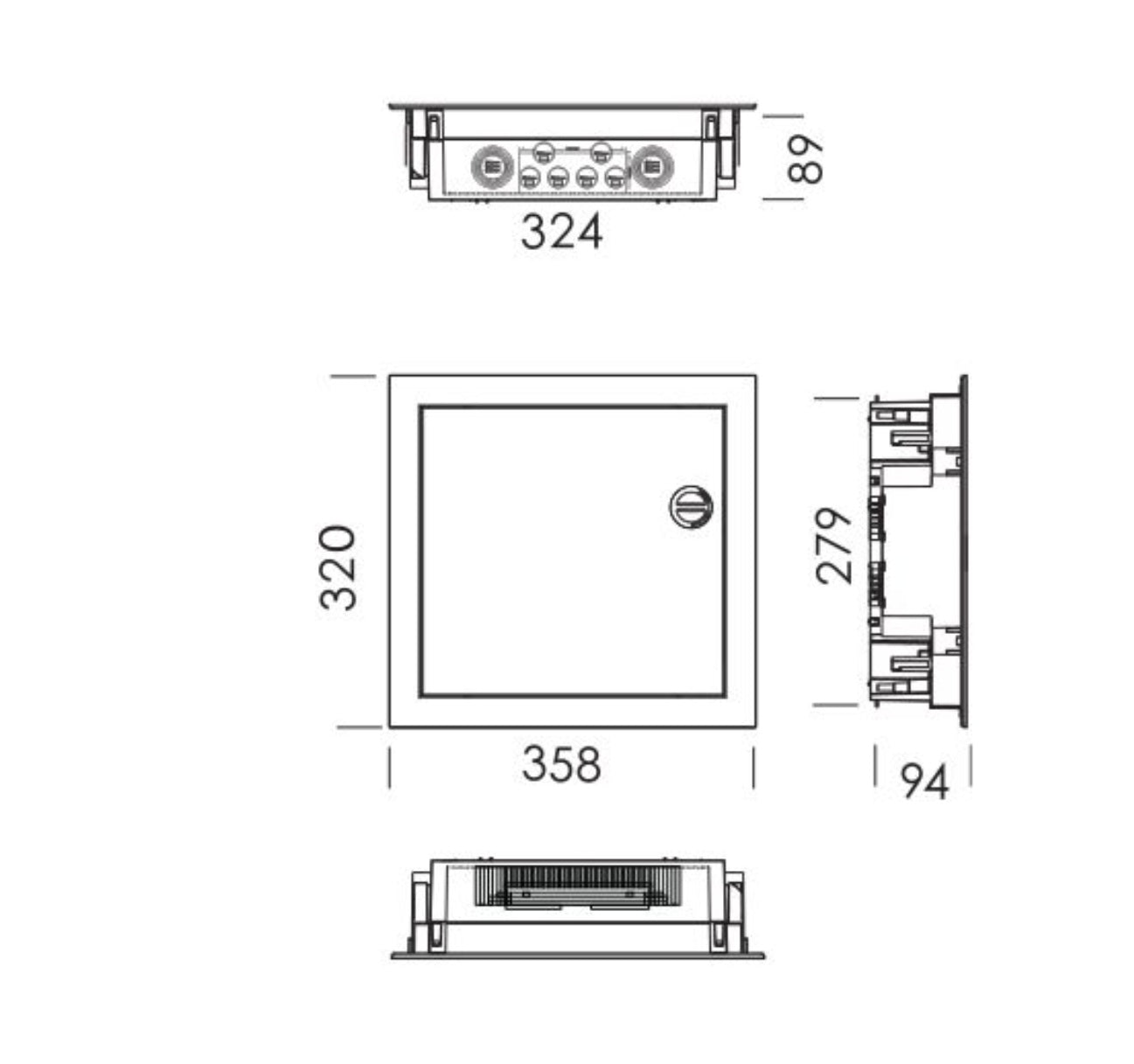 Quadro de Distribuição de Montagem Embutida c/ Porta Opaca 1 Fila 14 Módulos BR (E112) - TEV