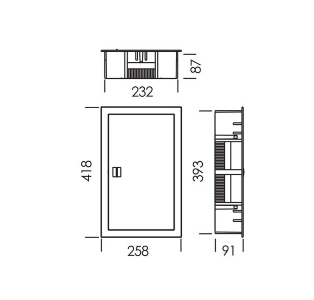 Quadro de Distribuição de Montagem Embutida c/ Porta Opaca 3 Filas 18 Módulos BR (E118) - TEV