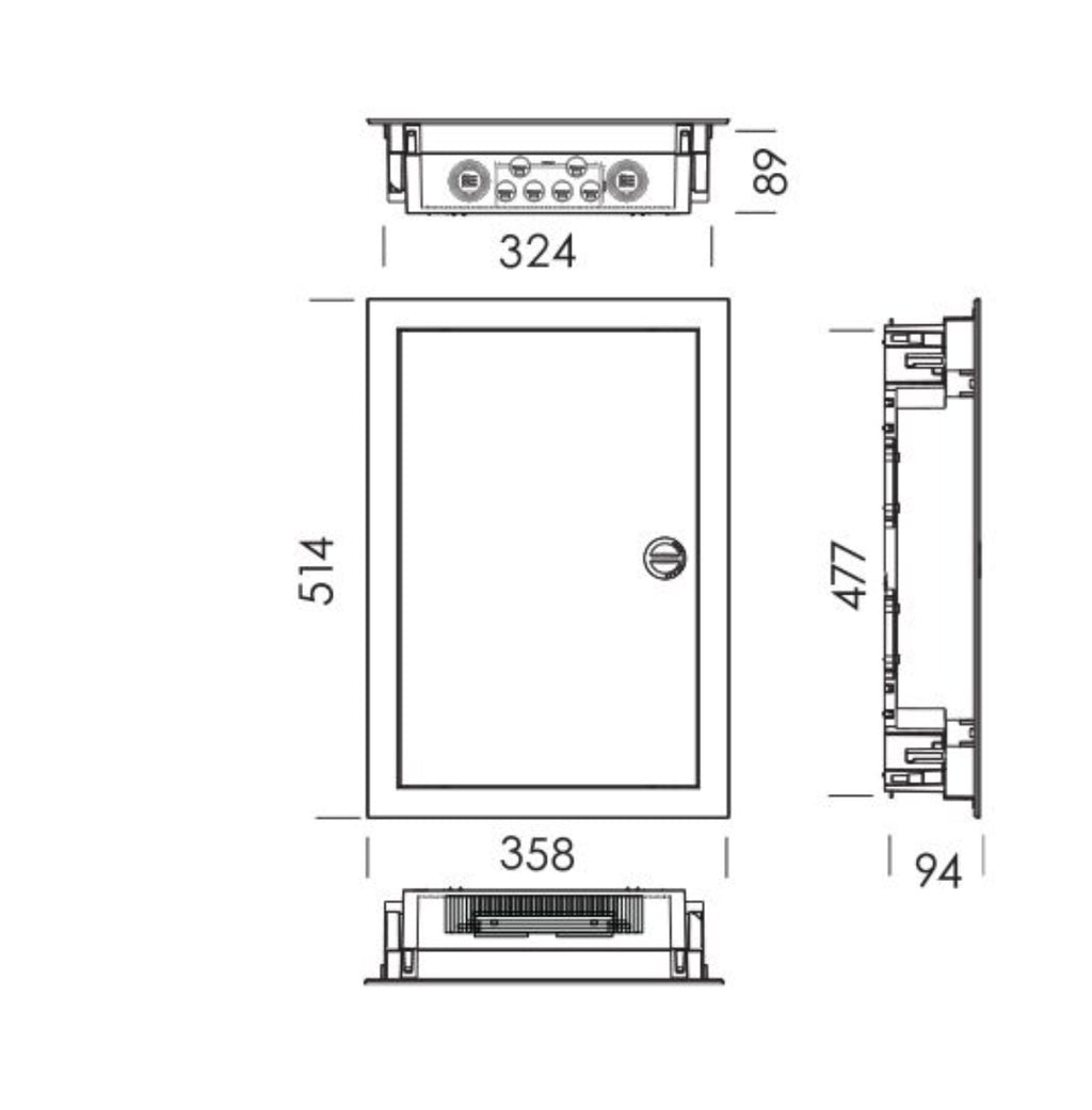 Quadro de Distribuição de Montagem Embutida c/ Porta Opaca BR 2 Filas 28 Módulos (E224) - TEV