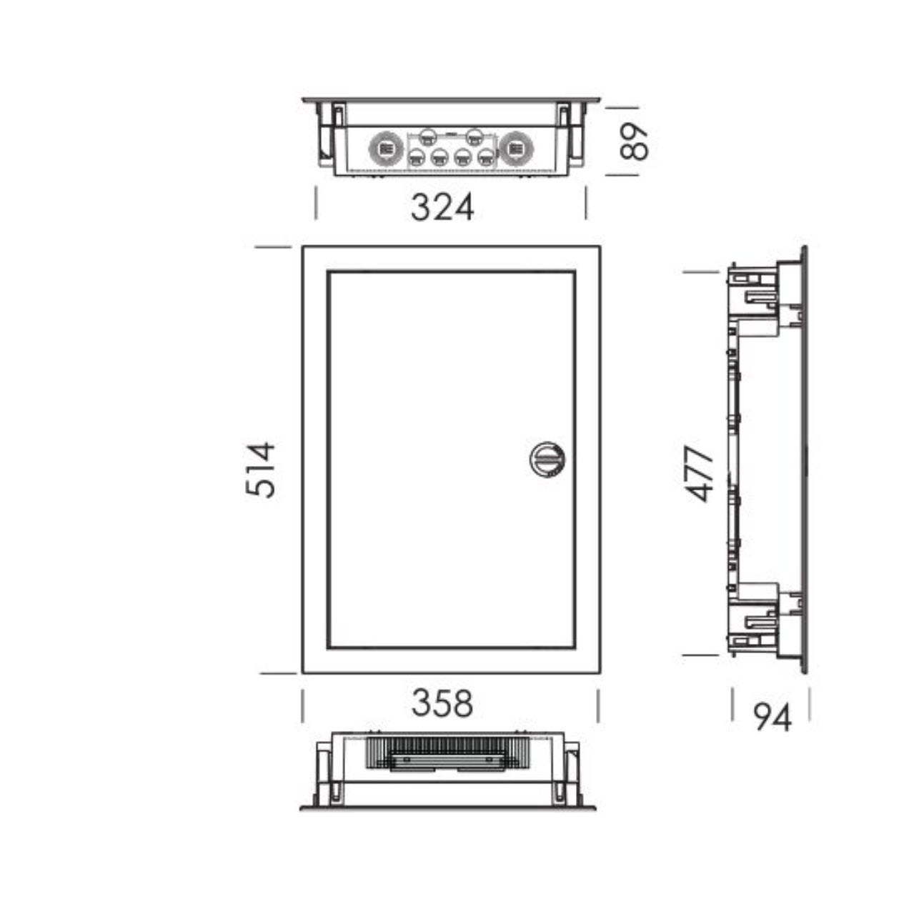 Quadro de Distribuição de Montagem Embutida c/ Porta Opaca BR 2 Filas 28 Módulos (E224) - TEV