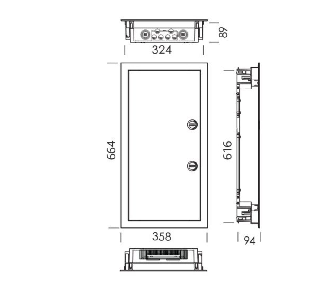 Quadro de Distribuição de Montagem Embutida c/ Porta Opaca 3 Filas 42 Módulos BR (E336) - TEV