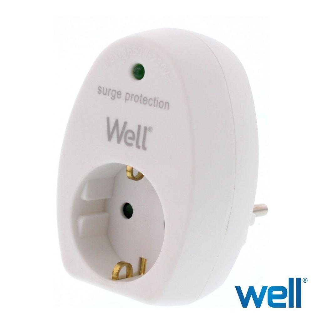 Ficha Elétrica Adaptadora 1x Schuko c/ Proteção de Picos - Well