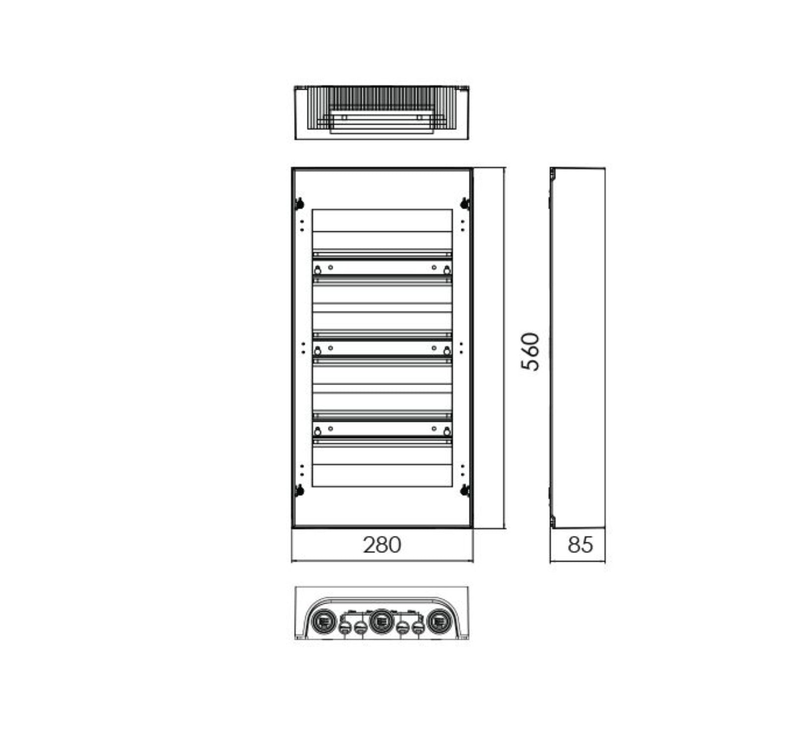 Quadro de Distribuição de Montagem Saliente 3 Filas 36 Módulos BR (S336) - TEV