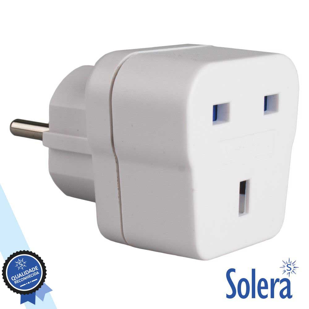 Ficha Adaptadora Viagem Schuko/Inglesa 16A - Solera
