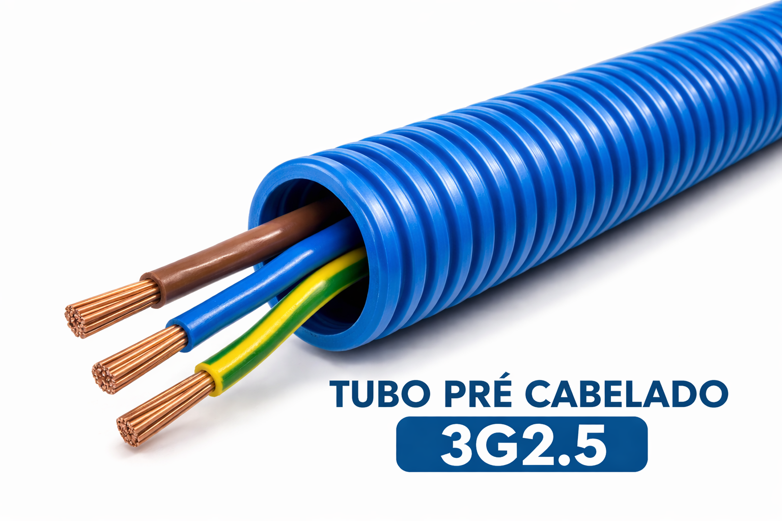Tubo Pré-Cabelado 3G2.5 Azul - Rolo 100 metros